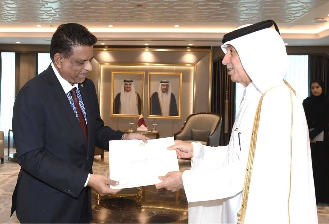 Qatar Minister of State for Foreign Affairs receives copies of credentials from Fiji's Ambassador H.E. Koya