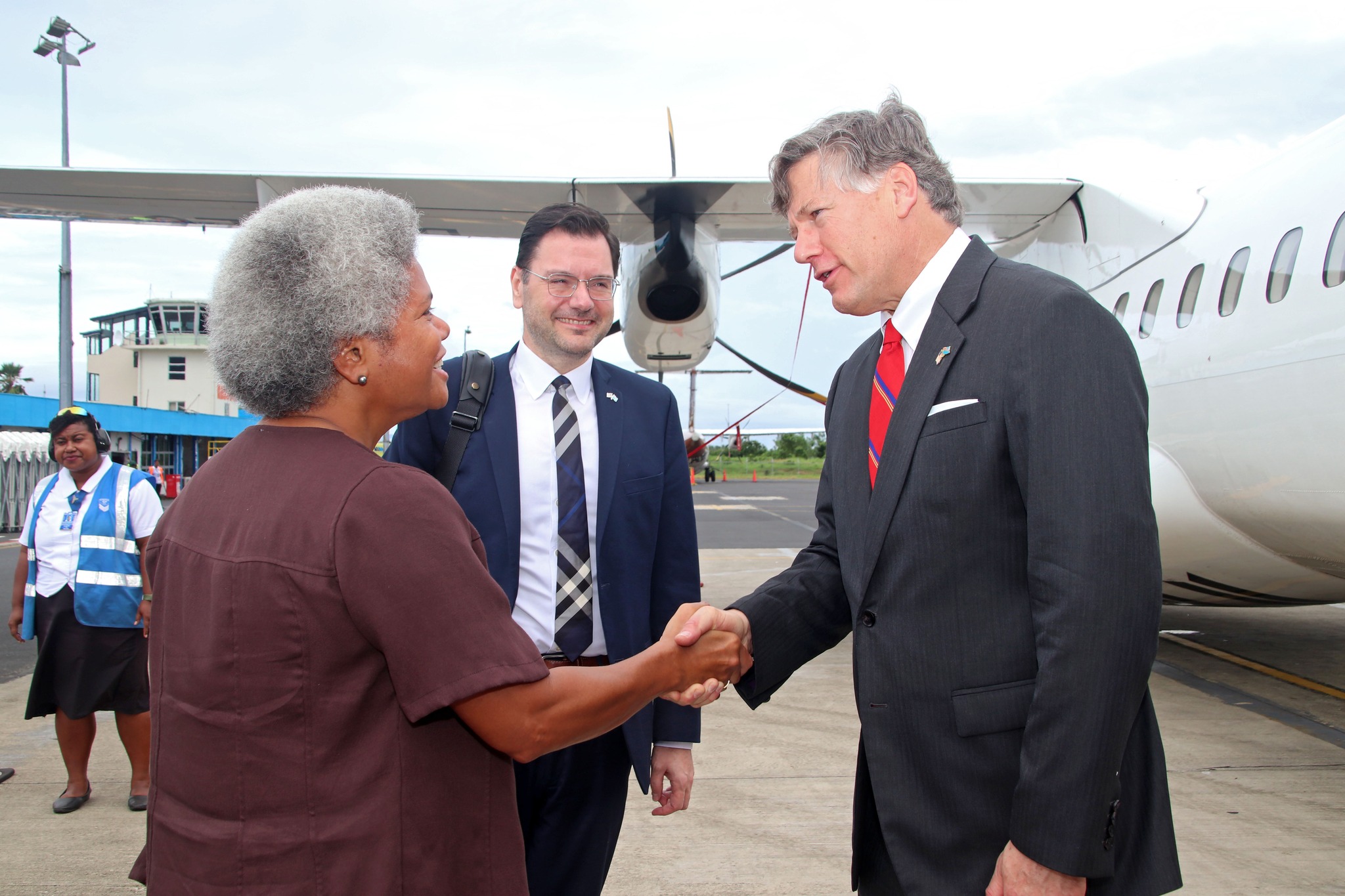 U.S. Deputy Secretary of State Christopher Landau's Arrival at Nausori