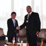 Minister for Foreign Affairs and External Trade, Honourable Sakiasi Ditoka and Minister for Foreign Affairs of Japan H.E Mr. Motegi Toshimitsu, following a bilateral meeting held on the margins of UNGA81 in New York. Minister for Foreign Affairs and External Trade, Honourable Sakiasi Ditoka and Minister for Foreign Affairs of Japan H.E Mr. Motegi Toshimitsu, following a bilateral meeting held on the margins of UNGA81 in New York.