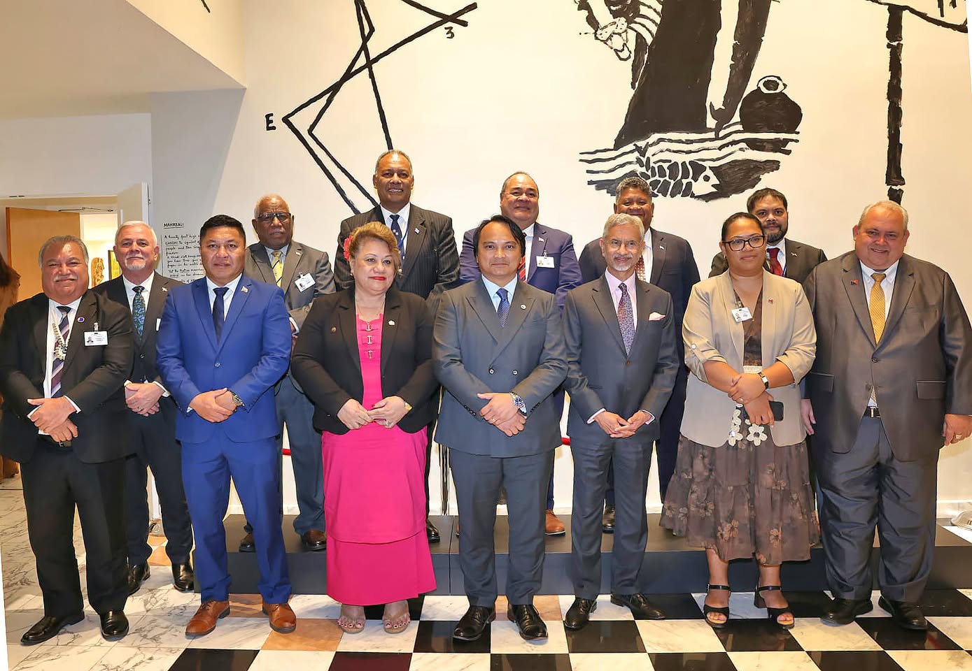 (Second from left at the back row) Minister for Foreign Affairs and External Trade, Honourable Sakiasi Ditoka joined Pacific Island counterparts for the Forum for India-Pacific Islands Cooperation (FIPIC) Foreign Ministers Meeting convened by Minister of External Affairs of India, Hon. S. Jaishankar, at UNGA81.